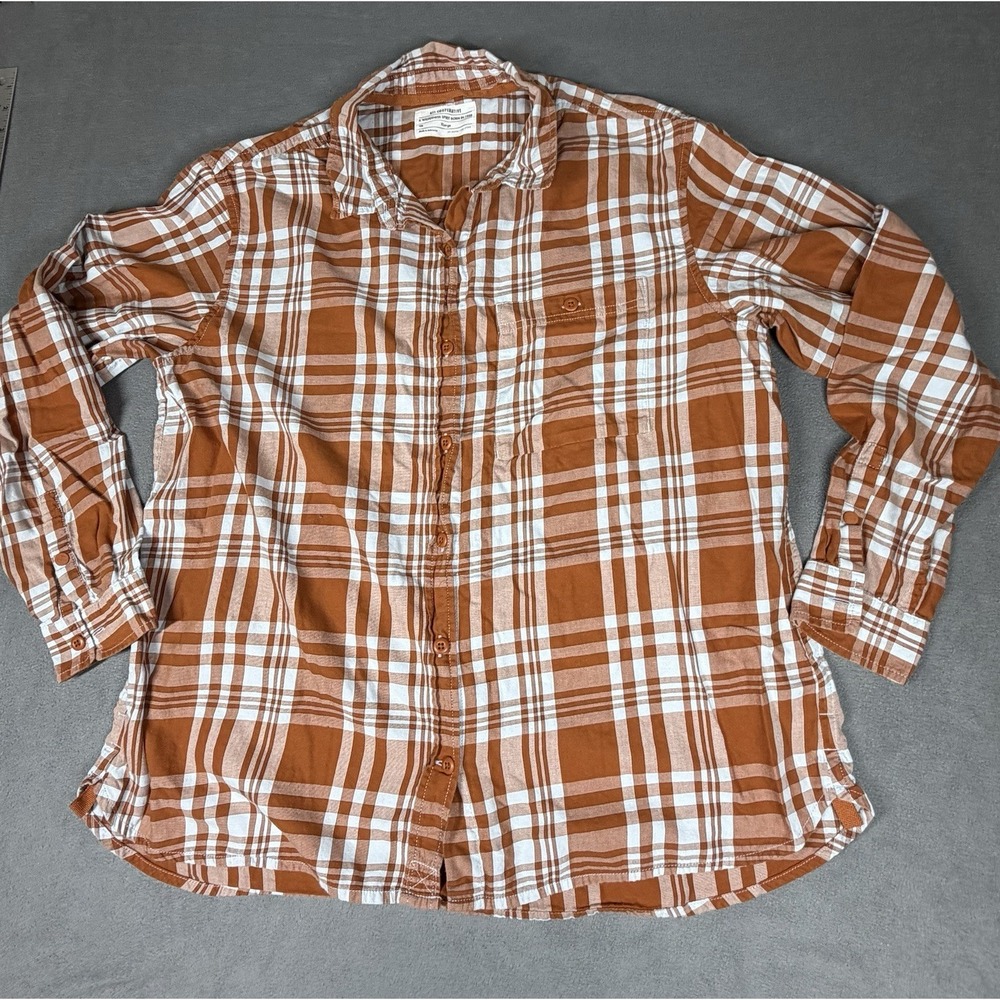 REI Co-op Plaid Button Up Shirt Mens XL Rusted Orange Long Sleeve Hiking Trail